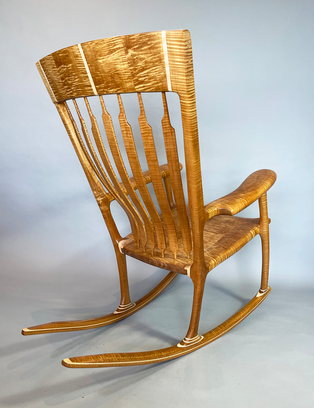 Toasted Curly Maple rocking chair.