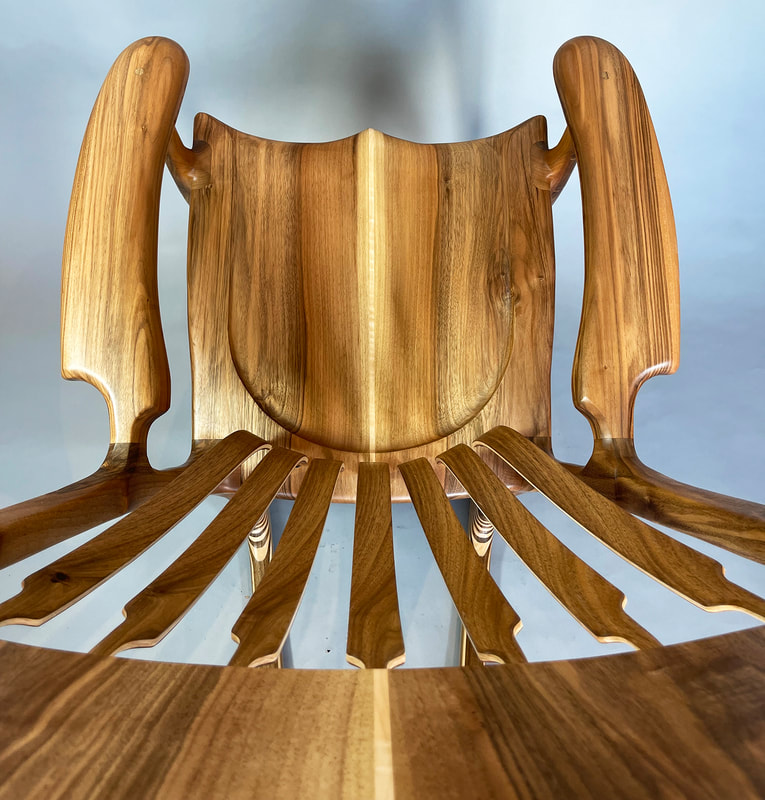 Top view of English Walnut rocking chair